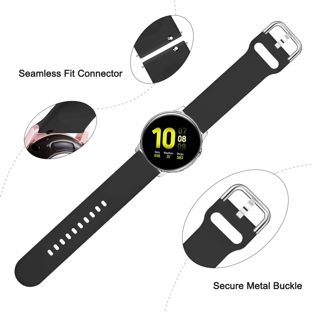 20mm/22mm Original Band for Samsung Galaxy Watch Active2 40mm44mm Silicone Watchband Galaxy Watch 4/5 44/40mm,Huawei Watch Strap