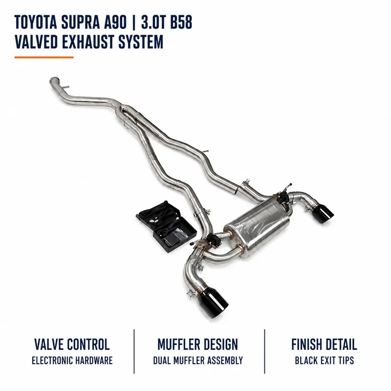 304 Stainless Steel Valvetronic Cat-back Exhaust For Toyota Supra A90 3.0T B58B30 TIG Welded Mandrel Bent 2019-2024