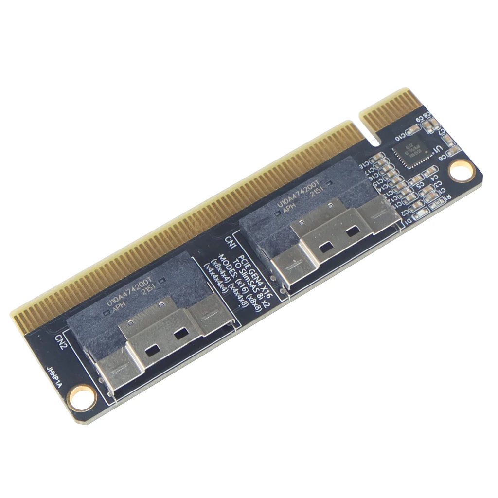 2 Port SlimSAS 8i x2 zu PCIe 4.0 x16 Slot Adapter Karte SFF8654 Riser Karte GEN4 für Netzwerk Grafik Grafikkarte GPU 6Pin Powe – Detail 12