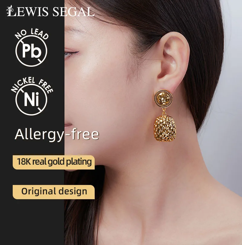 LEWIS SEGAL Drop Earrings Statement for Women Girls Unique Minimalist Style Luxury Fine Jewelry 18K Gold Party Gift Wedding