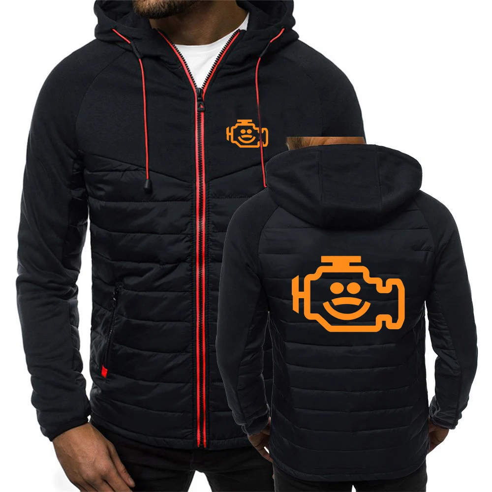 Mechanic Auto Repair Check Engine Funny New Jacket Coats Mens Cotton Cargo Jackets With Zipper Pockets Retro Casual Work Hoodies