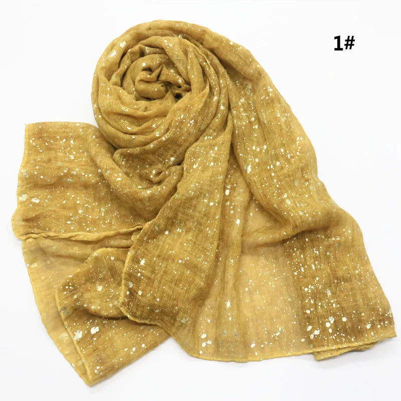 2023Spring New Women's Voile Solid Color Hot Silver Dot Multi-Purpose Scarf Can Be Closed Toe Factory Direct Supply