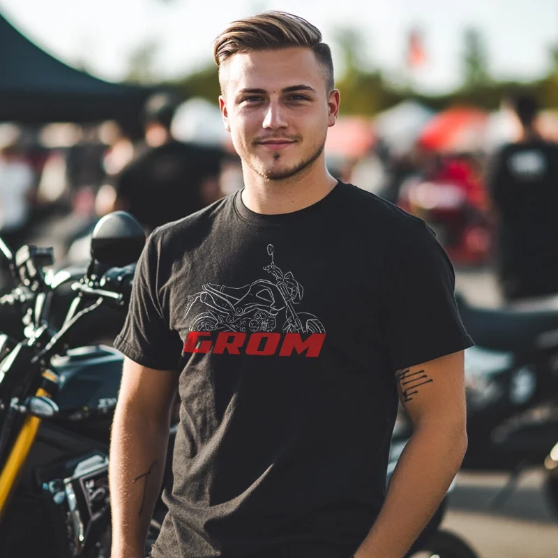 

New Grom 2014-2024 Motorcycle Graphic T-Shirt 100% Cotton O-Neck Short Sleeve Summer Casual Mens T-shirt S-3XL