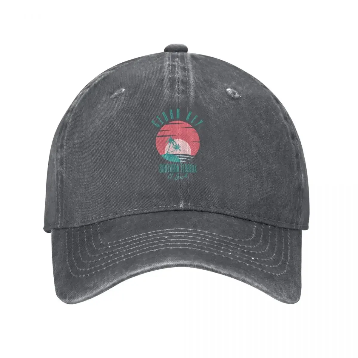 Retro Eighties Cedar Key Southern Florida, Pastel Green Text- Vacation / Beach Baseball Cap Christmas Hat Baseball Men Women's