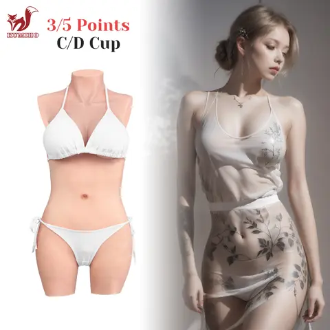 KUMIHO Fake Breast Forms Silicone Bodysuit Realistic Boobs Tits False Vagina Crossdresser Transvestites Costumes Shemale Chest