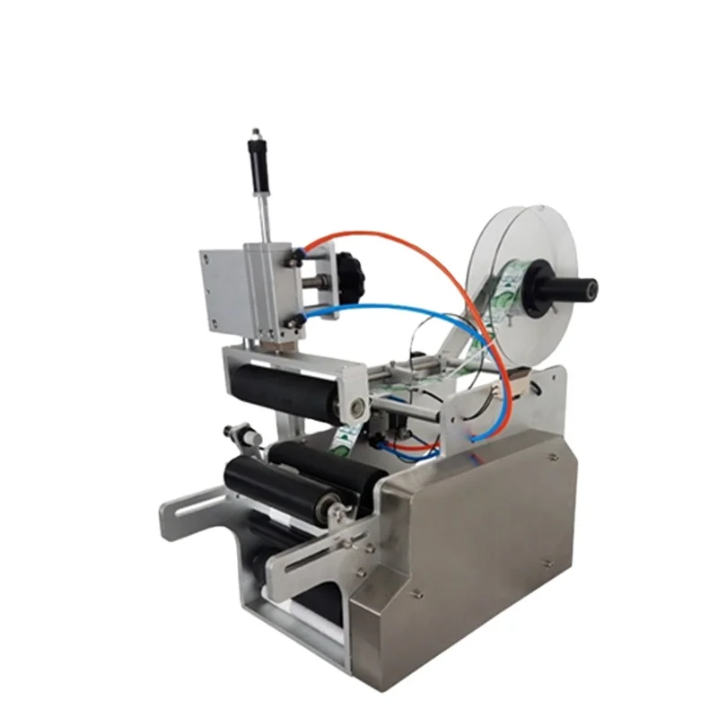 High Efficient Semi Automatic Pneumatic Wine Round Bottle Labeling Machine for PET Plastic Glass Metal Bottle