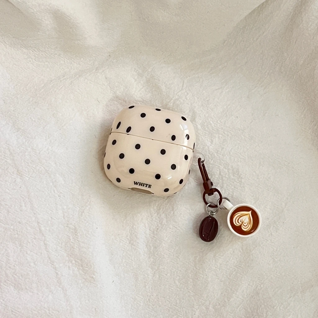 Minimalist Black Polka Dot With Coffee Bean Pendant Shock Proof Earphone Cover Case for Huawei FreeBuds 6i SE 3 2 Clip 2
