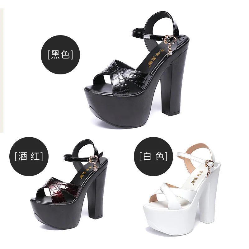 

15cm Small Size 32-43 Sexy Thick Bottom Chunky Platform Shoes Formal Dress Sandals 2025 Block High Heels Sandals for Model