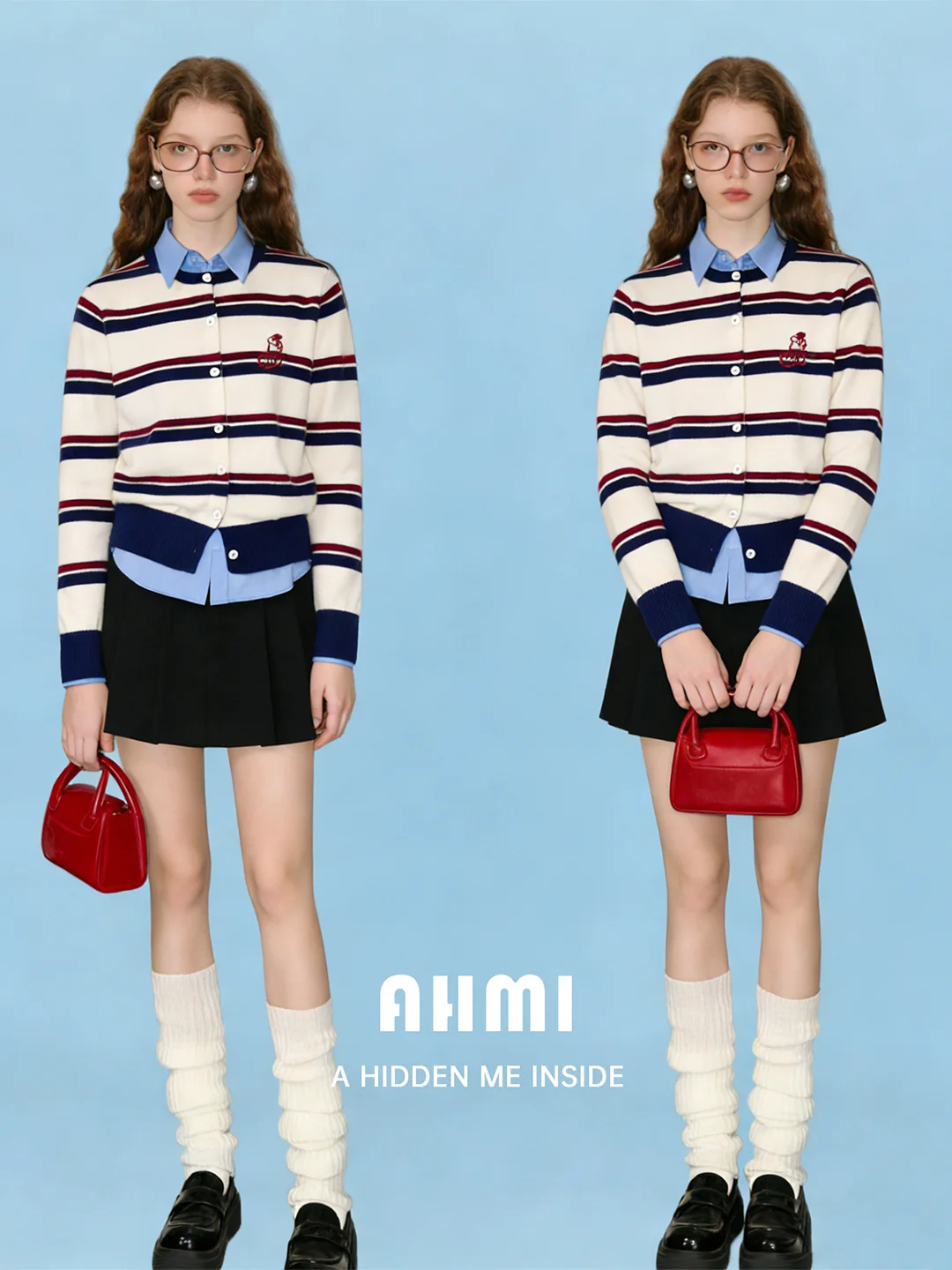 

Вязаный кардиган AHMI в полоску с круглым вырезом, женский, приталенный, для многослойных образов, в стиле колор-блок, винтажный, весенняя новинка