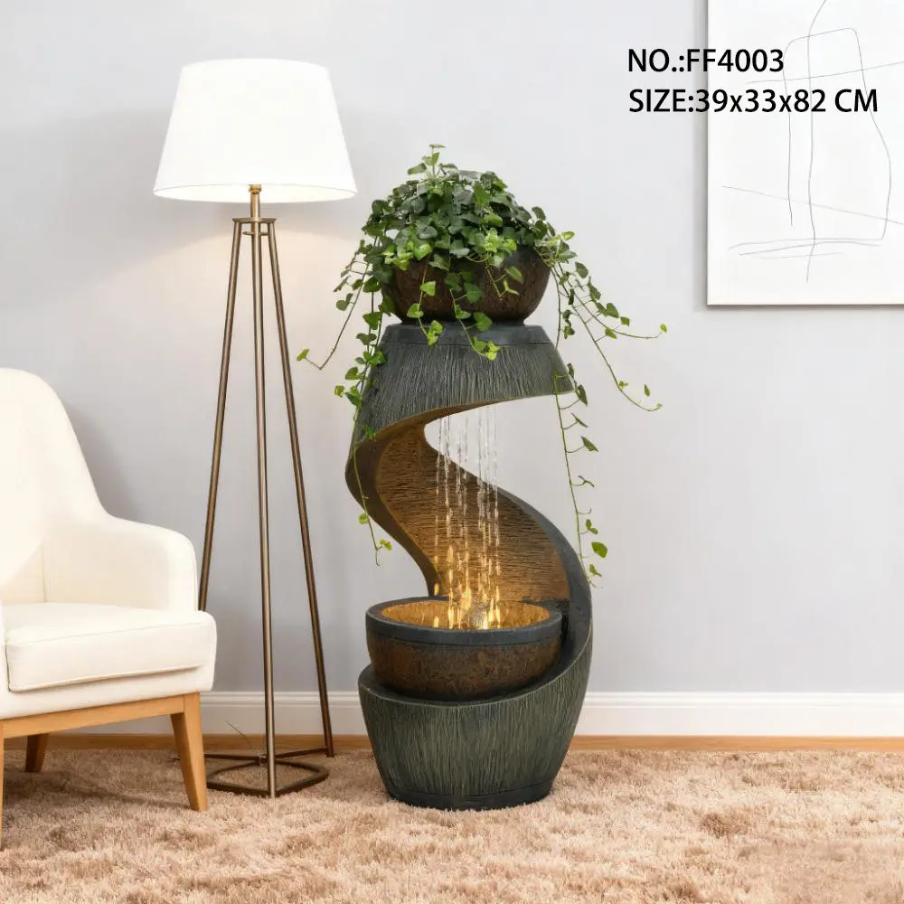 Resin Water Flow Ornament Circulating Water System European Style Plant Theme Indoor Home Hotel Villa Courtyard Water Scenery