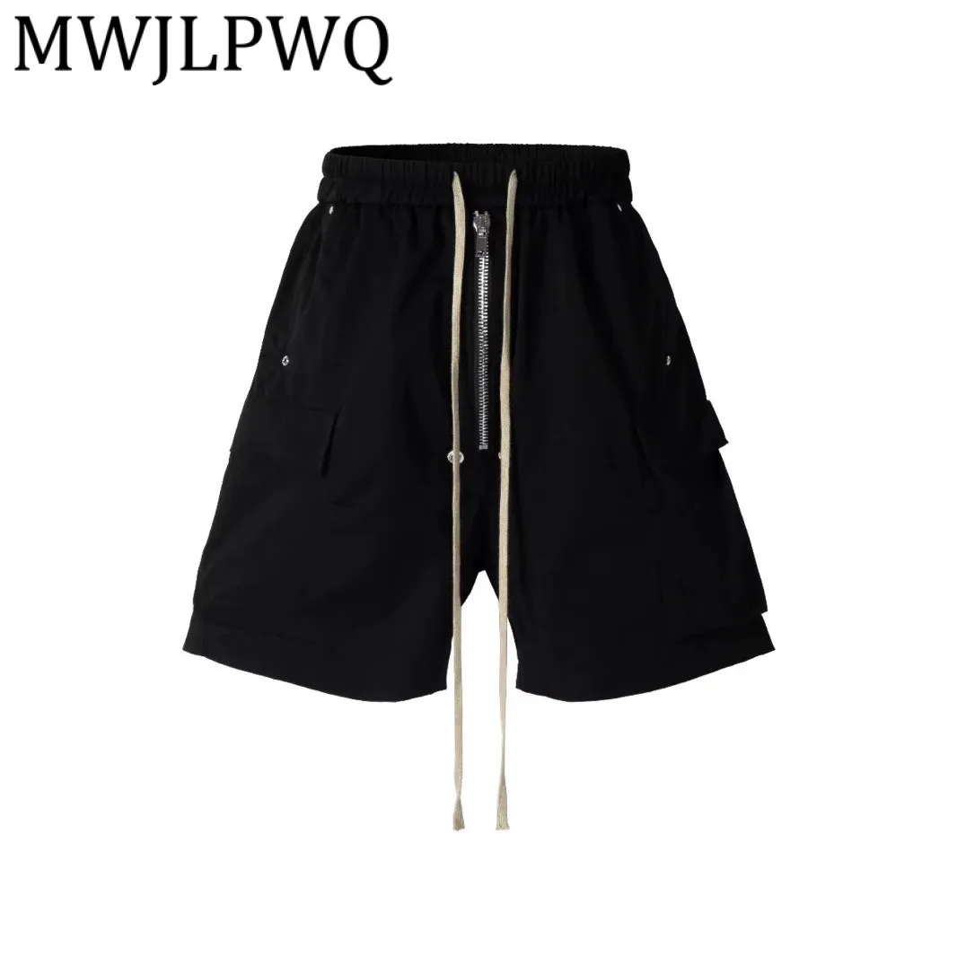

MWJLPWQ 2025 Dark RO Style Drawstring Multi-Pocket Cargo Shorts For Men Niche Casual Loose Straight Five-Point Pants Tide 12434