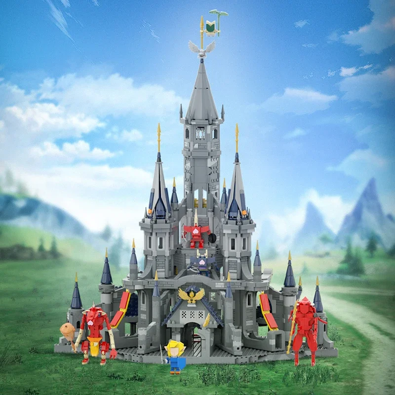 MOC Zeldaed Hyrule Castle-Juego de bloques de construcción DIY, arquitectura de fortaleza militar, modelo de Castillo Medieval, conjuntos de juguetes de montaje