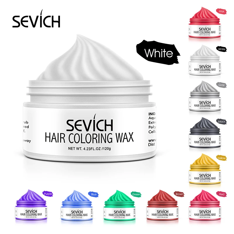 Sevich 9 Color Hair Color Wax For Men and Women One-time Temporary Hair Color Cream Gel 100g Grandma Grey Color Hair Styling