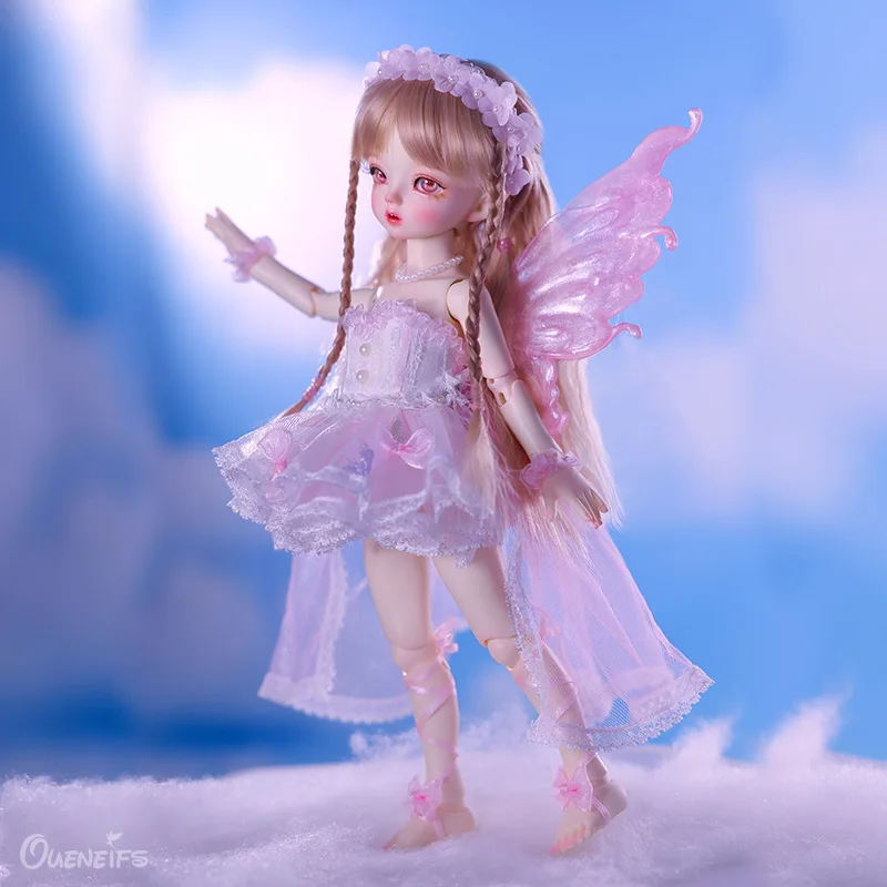 Yulu 1/6 BJD Puppe Mit Kurzen beinen Maiden Zweite Generation Magnetische Schmetterling Körper Rosa Kleid Fee puppe Geschenk für kinder