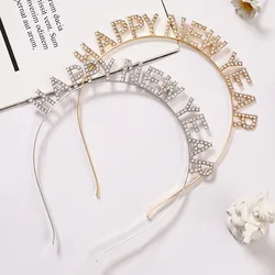 2025 Happy New Year Merry Christmas Headband With Diamond Lettering Happy Birthday Party Dressing Hairbands for Women Girls
