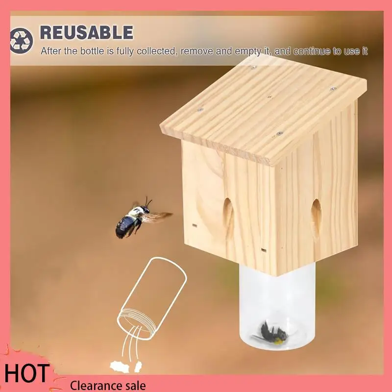 

A88Z Wooden Bee Hive Outdoor Hanging Insect House Outdoor Woodworking Bee Hive Natural Hanging Wooden Bee Trap