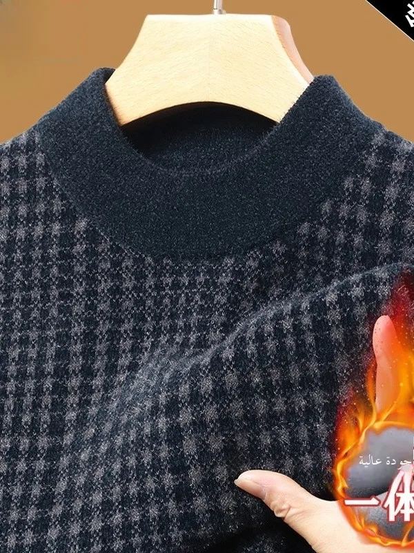 

Men's Fce Lined Thiened High Collar Knitted Sweater Autumn Winter Warm Base Layer irt Busin Casual Loose Fit