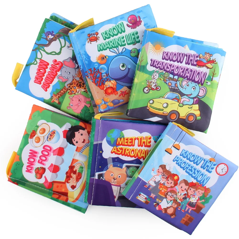 6-delig babydoekboek voor vroeg onderwijs Engels transporthulpmiddel voor scheurbestendige stoffen boekenset voor baby's