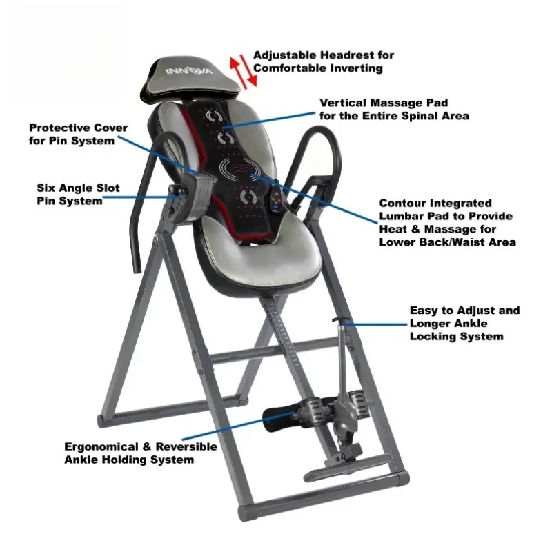 300 lb Max Weight Capacity，Advanced Heat and Massage Therapeutic Inversion Table