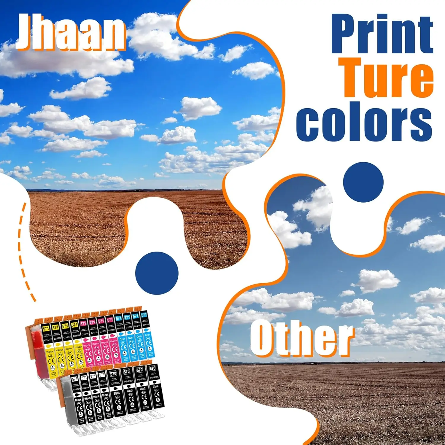 خرطوشة حبر Jhaan 570XL 571XL Multipack-20P متوافقة مع Canon PGI-570 CLI-571 لـ Pixma TS5050 TS5000 TS5051 TS5053 TS6050 #4