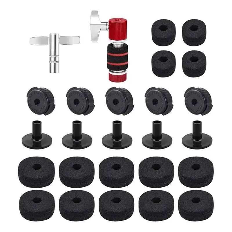 

Standard Cymbal Replacement Accessories(26 PCS), Hi-Hat Clutch& Cymbal Stand Felts, Plastic Cymbals Nuts-AT20