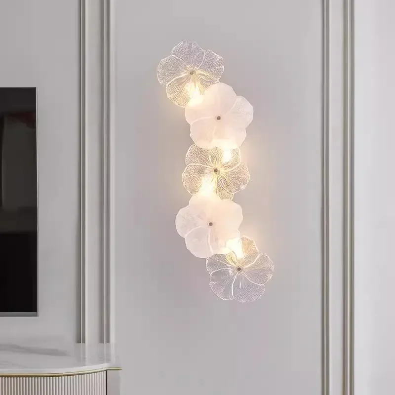 French light luxury wall lamp, cream wind living room glass corridor, bedside aisle, entrance, bedroom, high-end dining room