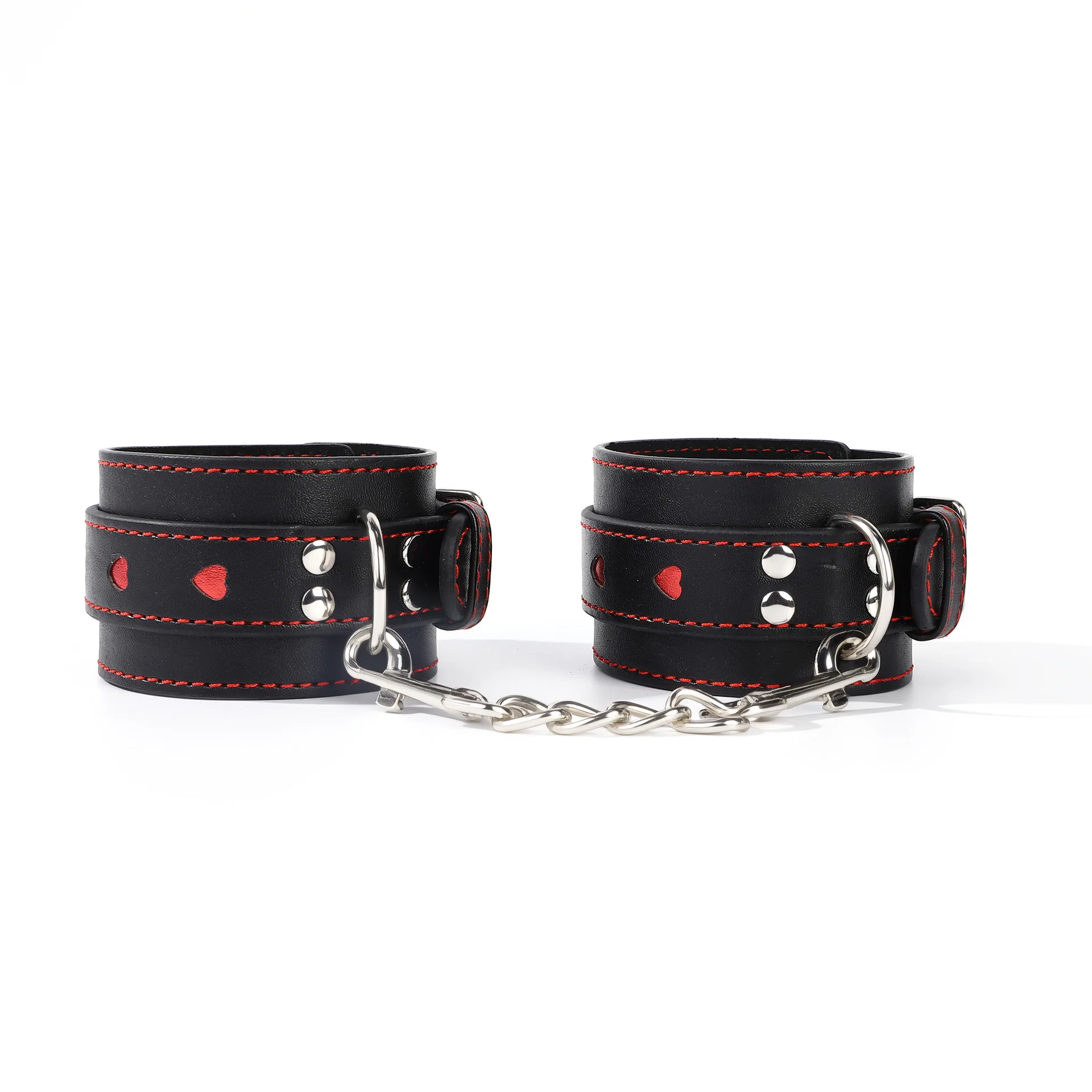 High Quality Leather Metal Chain Heart Handcuff Ankle Cuff BDSM Bondage Sex Toy Restraints Sex Bondage Women Exotic Accessories