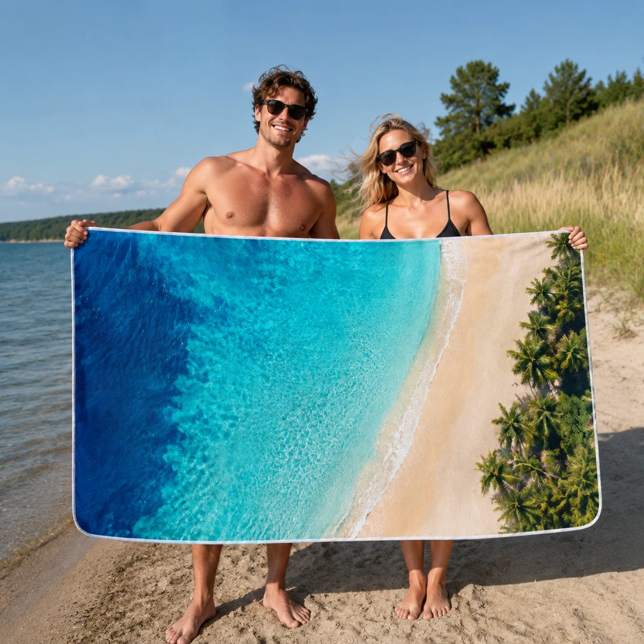Custom Beach Towel Photo Print Personalized Microfiber Towel for Pool Sports Camping Travel Promotion and Summer Party Favor Set