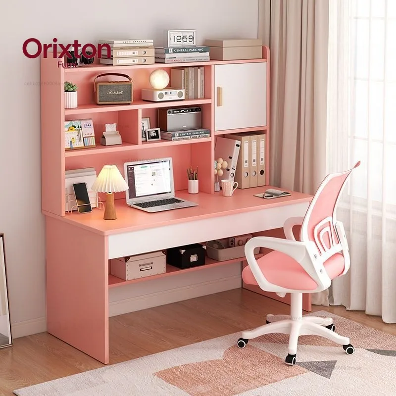 Student Home Study Table Children's Desk Bookshelf Combination Integrated Table and Chair Set Simple Bedroom Children's Writing
