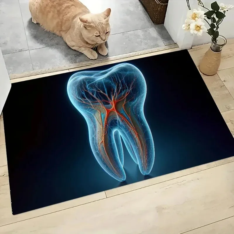 Fußmatte mit Dental-Humor, saugfähige Flanellmatte, rutschfest, Geschenkidee für Kieferorthopäde für Klinik, Badezimmer, Badezimmer, Eingang, Heimdekoration