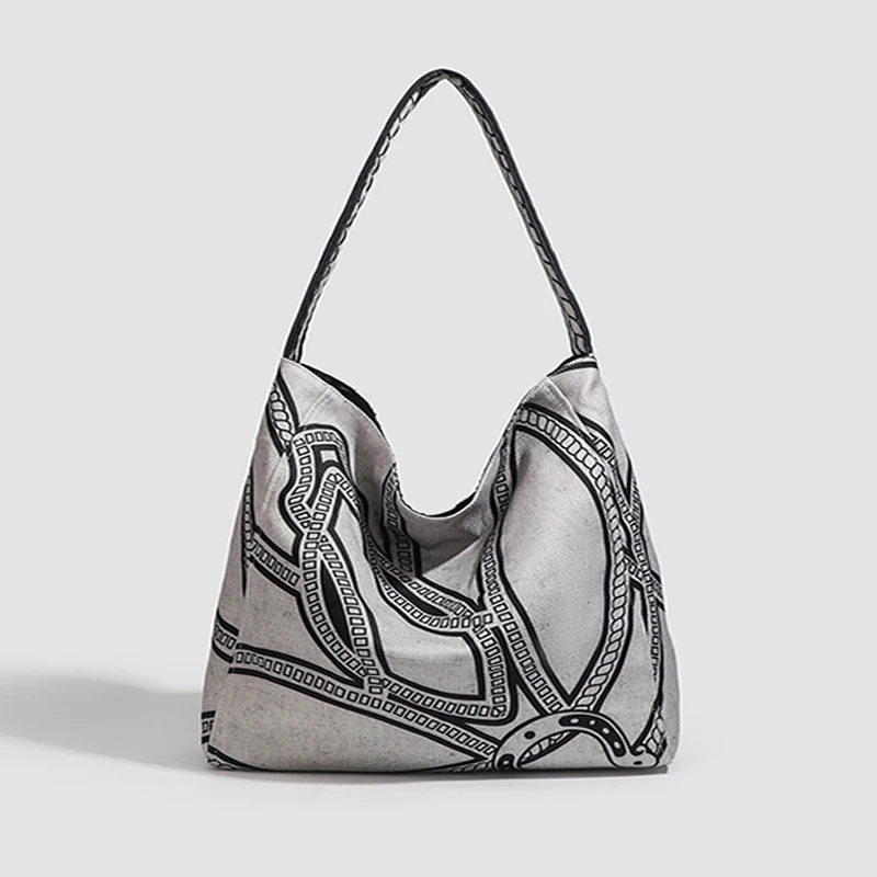 

nouvelle mode totem design en toile de lin naturel simple et décontracté femmes trajet multifonction épaule sac pour Women's bag