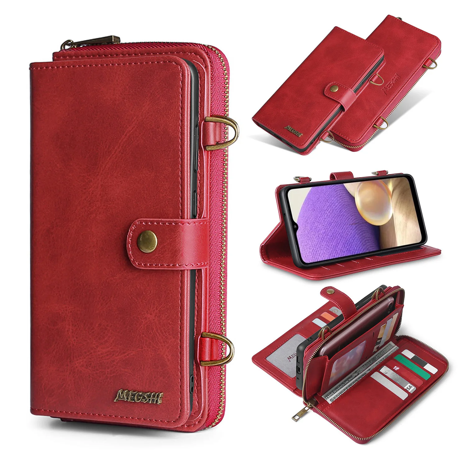 Luxury Wallet Phone Case with Lanyard, Diagonal Cross, Multifunctional Flip Phone Case, New Spot