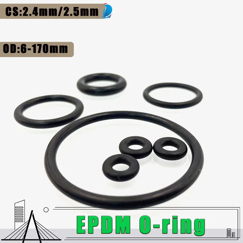 Black EPDM sealed O-ring CS2.4/2.5mm, high and low temperature resistant, ozone resistant high-quality O-ringOD:6-170mm