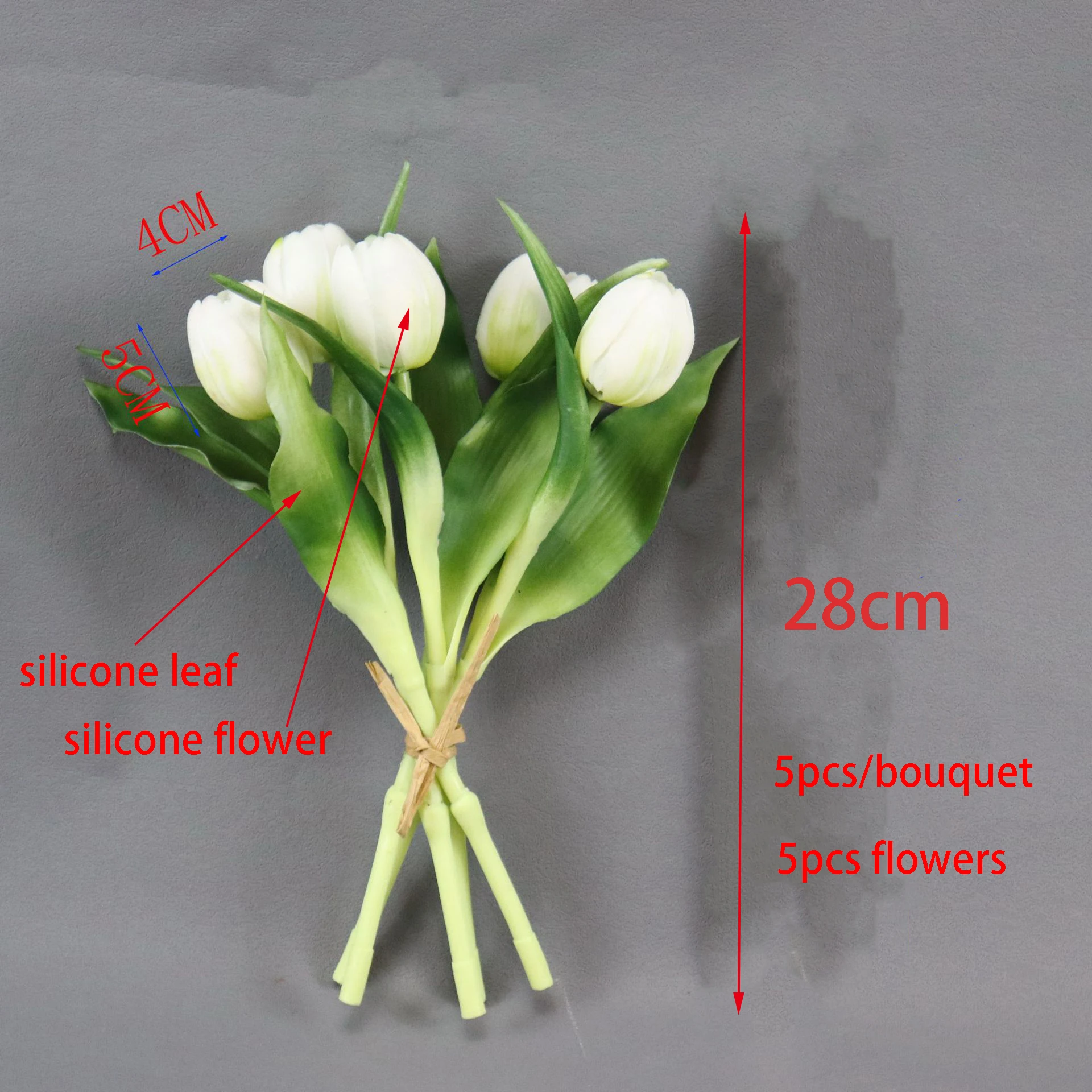 5pcs/Bouquet Mini New Silicone Tulip 28cm Artificial Flower Real Touch Fake Plant Bouquet for Wedding Decoration Home Garen