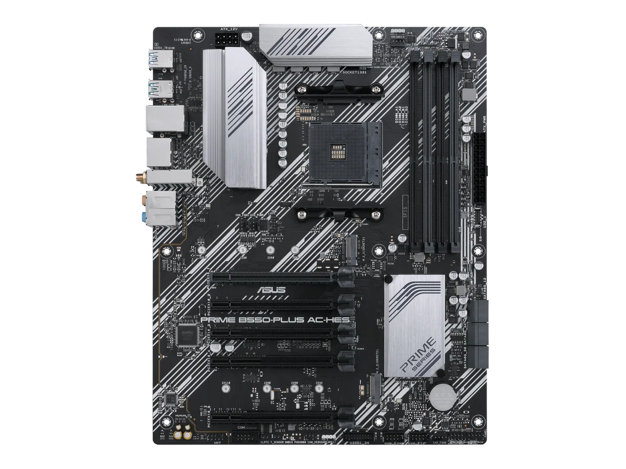ASUS Prime B550-PLUS AC-HES AMD AM4 ATX Motherboard, Dual M.2, PCIe 4.0, WiFi 5, 1Gb Ethernet, DisplayPort/HDMI, USB-C