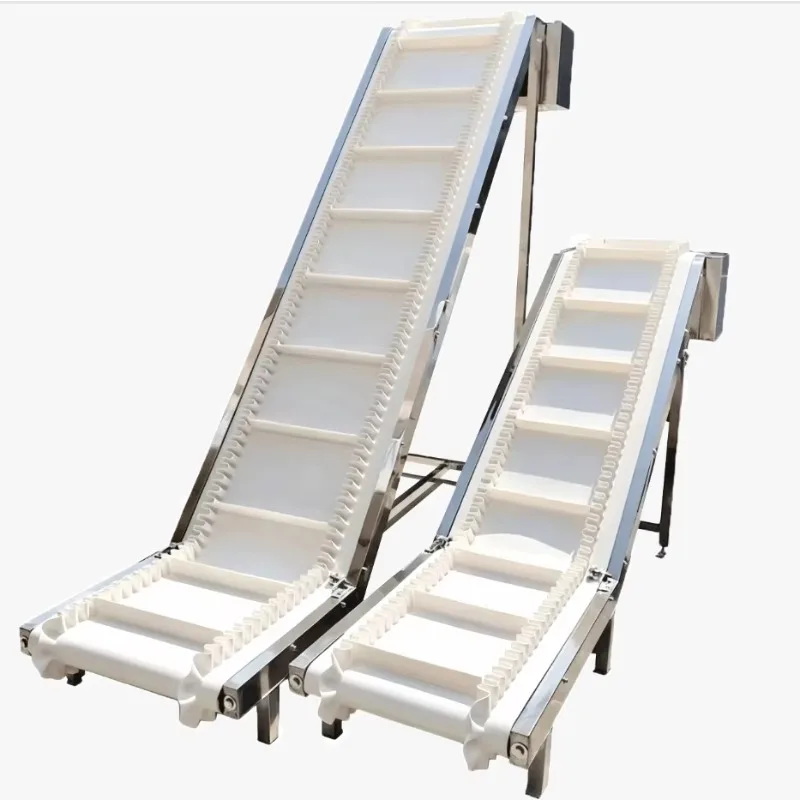SUS304 Stainless Steel Food Grade Inclined Cleated PU Belt Conveyor Oil Resistant
