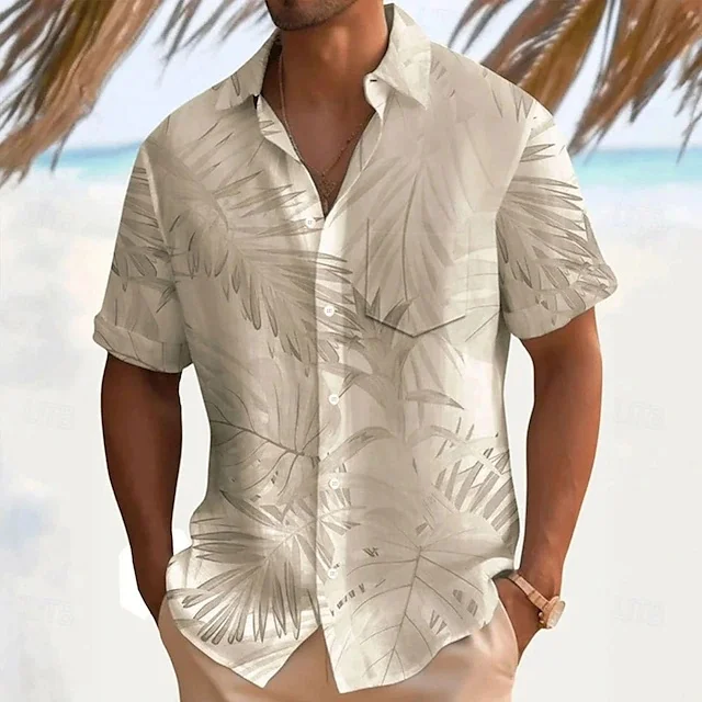 Men Short Sleeve Casual Shirt With Chest Pocket Cotton Linen Blend Lightweight Cool Summer Daily Beach Holiday Shirts