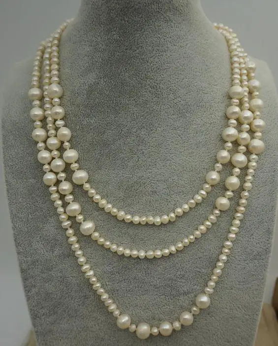 

Engagement 63 inches Long Pearl Necklace White Natural Pearl Jewelry Wedding Love Mothers Happiness Charming Women's Gift