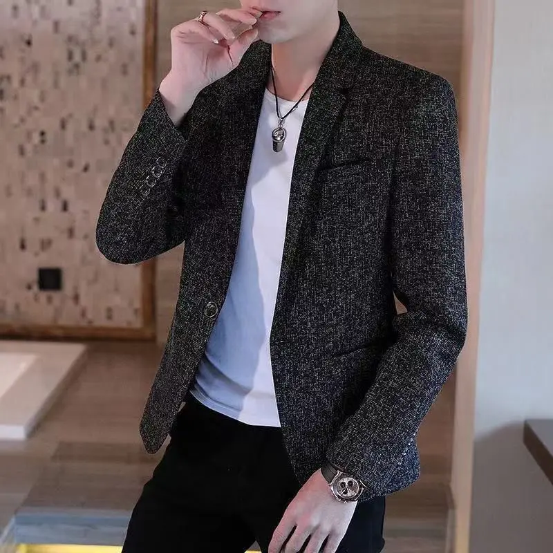 

Men's Casual Fce Lined Suit Single Piece Sli Slim Fit Korean Version Outerwear Trendy And Haome Autumn Winter Coat