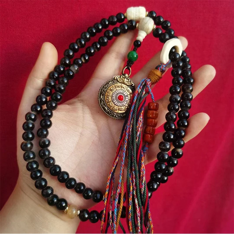 Tibetan-style donkey hoof beads, 8mm, with full roe-like texture and color, suitable for DIY use, including three-way hexagonal