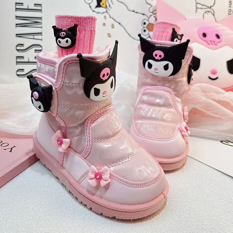 Winter Kawaii Sanrio Kuromi Boots Children Cute Girls Winter Cold Resistant Windproof Waterproof Fashion Cotton Shoes New Style