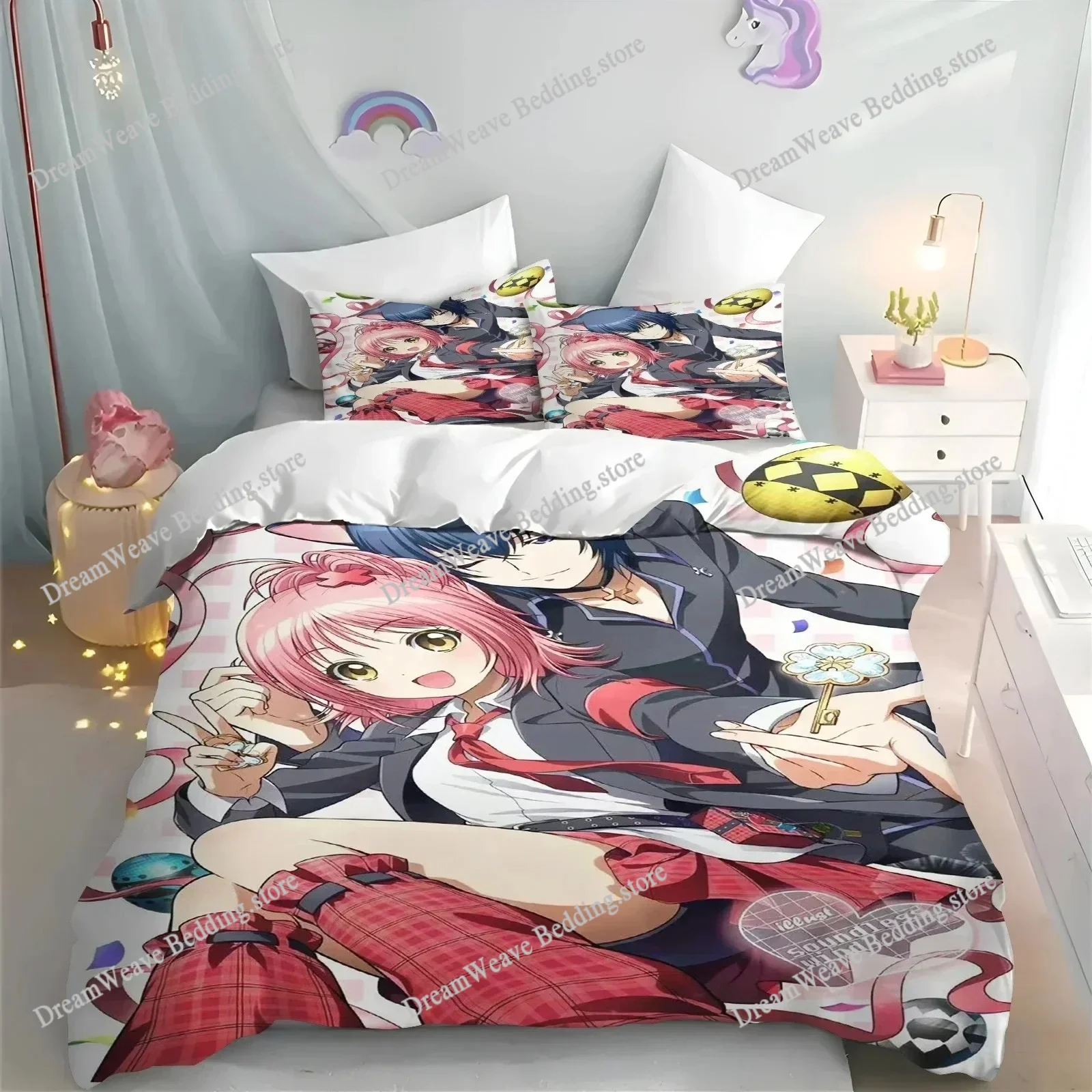 

Cartoon Shugo Chara Duvet Cover Set Children Hinamori Amu Cute Polyester Soft Breathable Comforter Animation Bedding Set