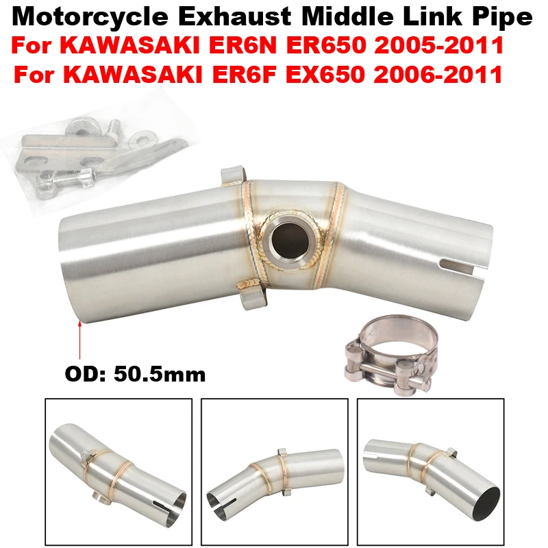 

Motorcycle Exhaust System Escape Modify Moto Muffler 51mm Mid Link Pipe Slip On For KAWASAKI ER6N ER6F ER650 EX650 2005 - 2011