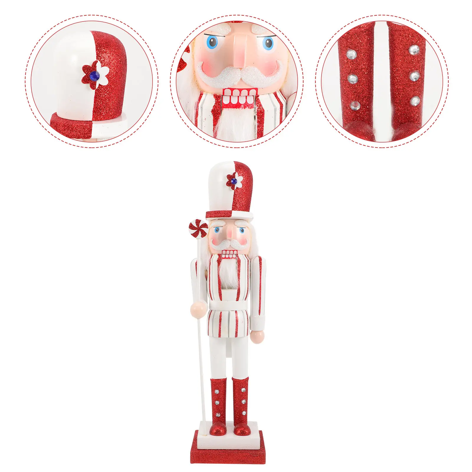

Wooden Nutcracker Soldier Ornament Christmas Desktop Decoration Flat Anti-Slip Bottom Walnut Style Home Hotel Restaurant Coffee