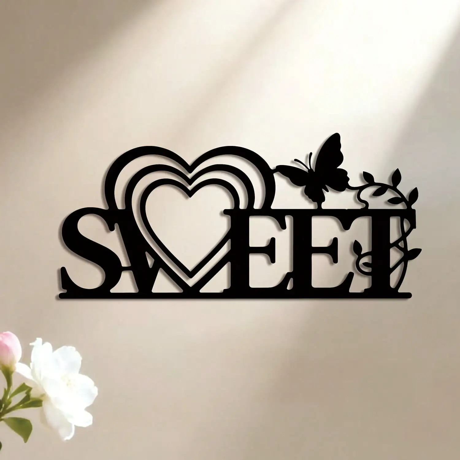 Decoración de Pared de Metal con Forma de Corazón, Arte Romántico en Hierro con Color Caramelo para Dormitorio, Sala de Estar, Decoración del Hogar, Regalo