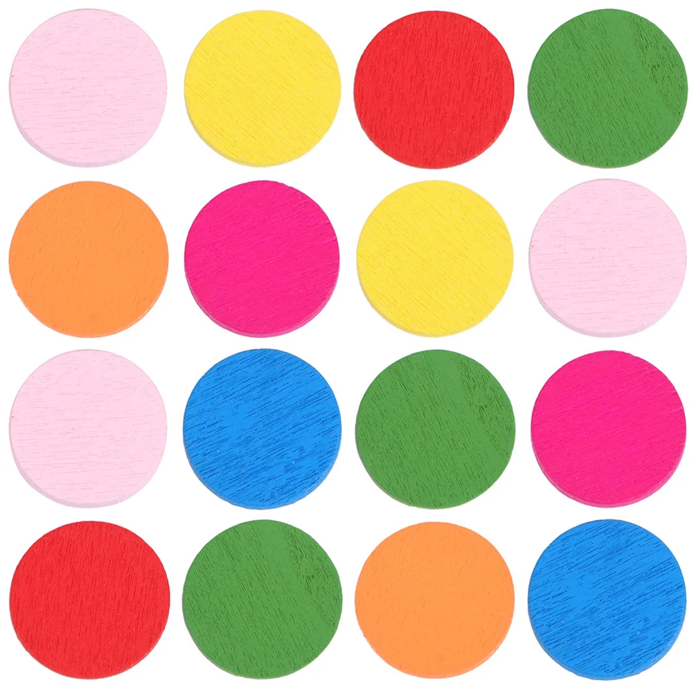 200 Pcs Disc Math Teaching Aids Learning Tool Multicolor Toy Colorful Wood Plaything Child