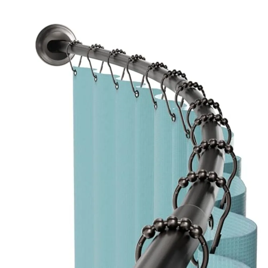 

Изогнутый карниз для душевой занавески без сверления, 50-72 дюйма, регулируемый, натяжной, для ванной комнаты, нержавеющий, нескользящий, увеличивает пространство в душе