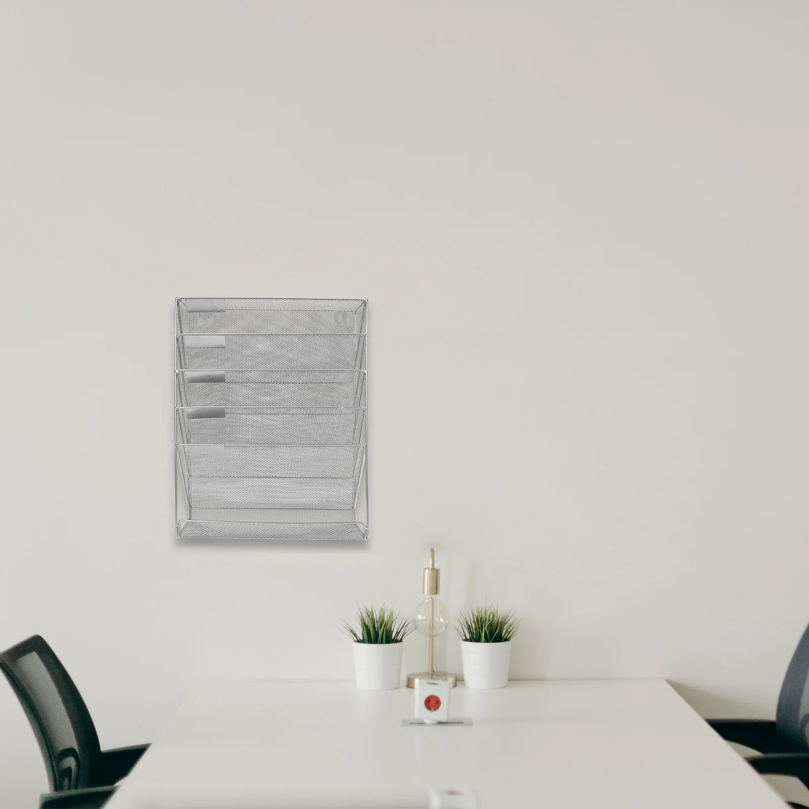 

Wall Mount Document Organizer Rack Metal File Storage Sorter Hanging Paper Holder for Office School 41x32x10 6cm