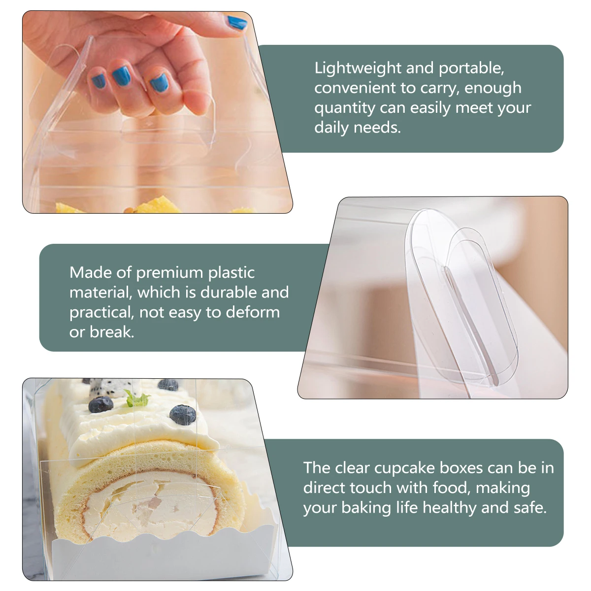 

5 шт. прозрачных коробок для кексов с ручкой, контейнеры для тортов, премиум-качество, безопасные для пищевых продуктов, для дома, магазинов, вечеринок, ресторанов