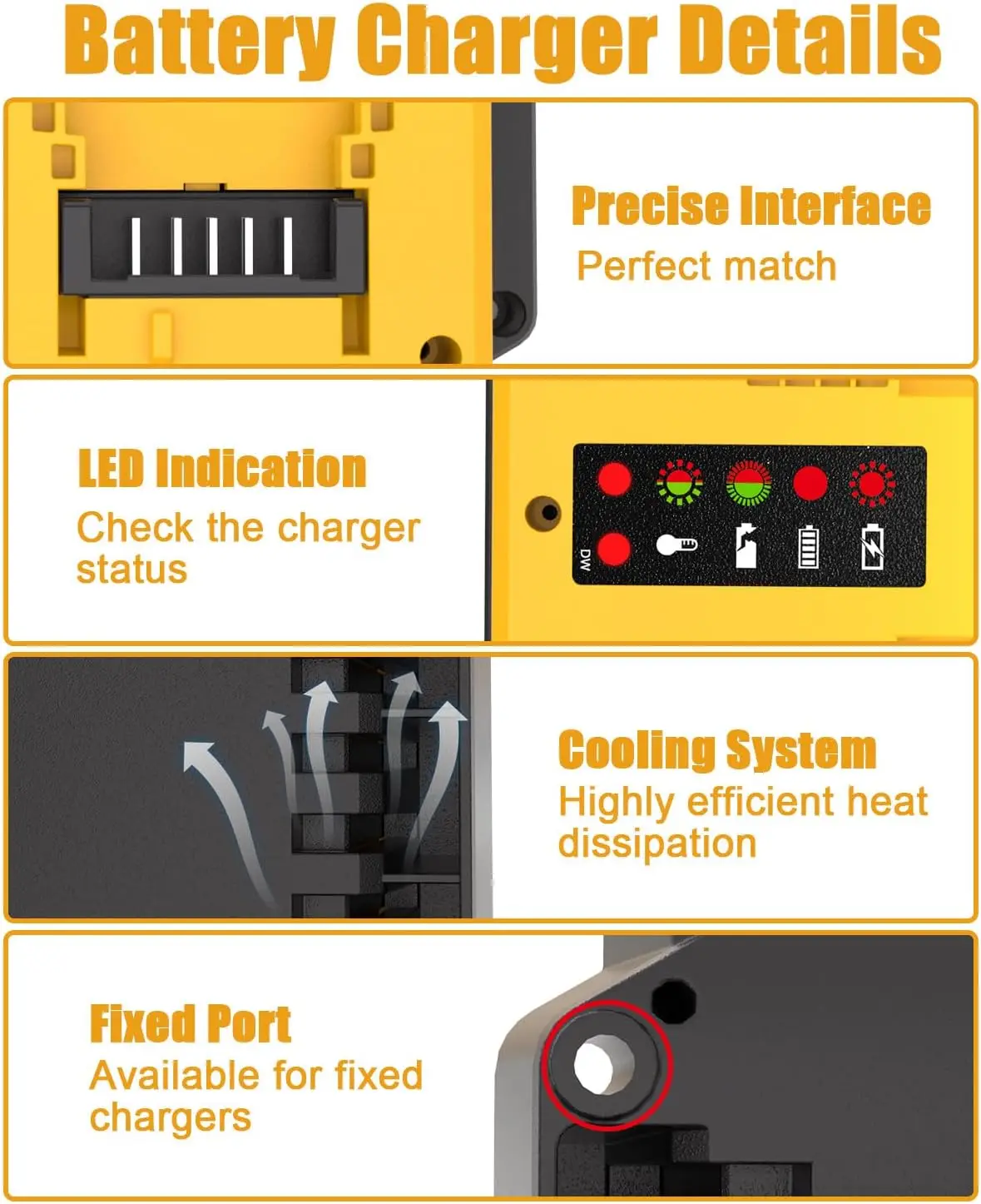 Portable Dual Ports Charger For Dewalt 14.4V-18V Lithium Battery Rechargeable DCB207 DCB206 DCB204 DCB203 Fast Charger image 5